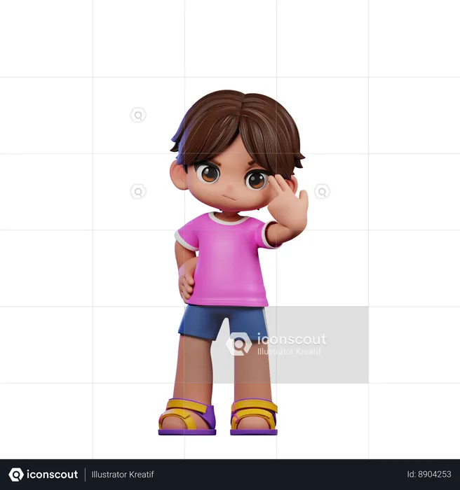 Cute Boy Pointing At Him Self  3D Illustration