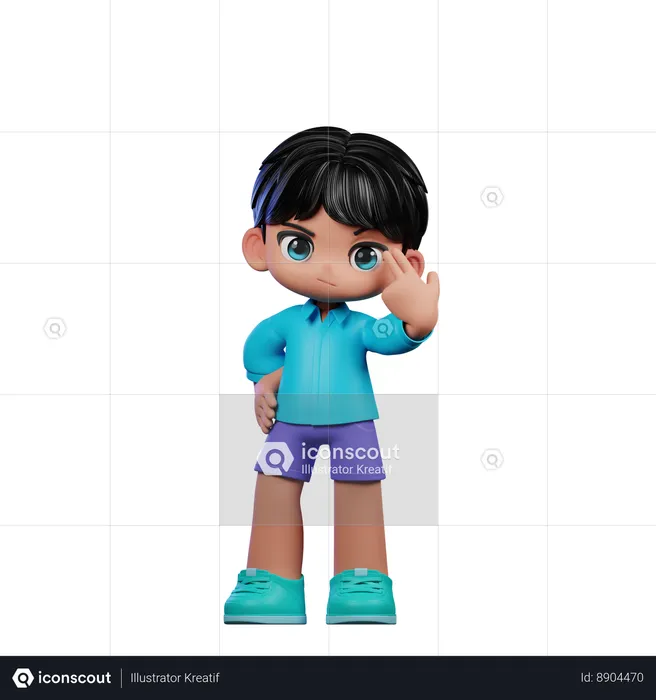 Cute Boy Pointing At Him Self  3D Illustration