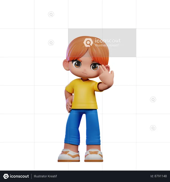 Cute Boy Pointing At Himself  3D Illustration
