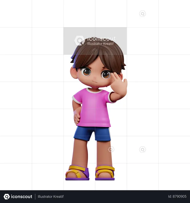 Cute Boy Pointing At Himself  3D Illustration