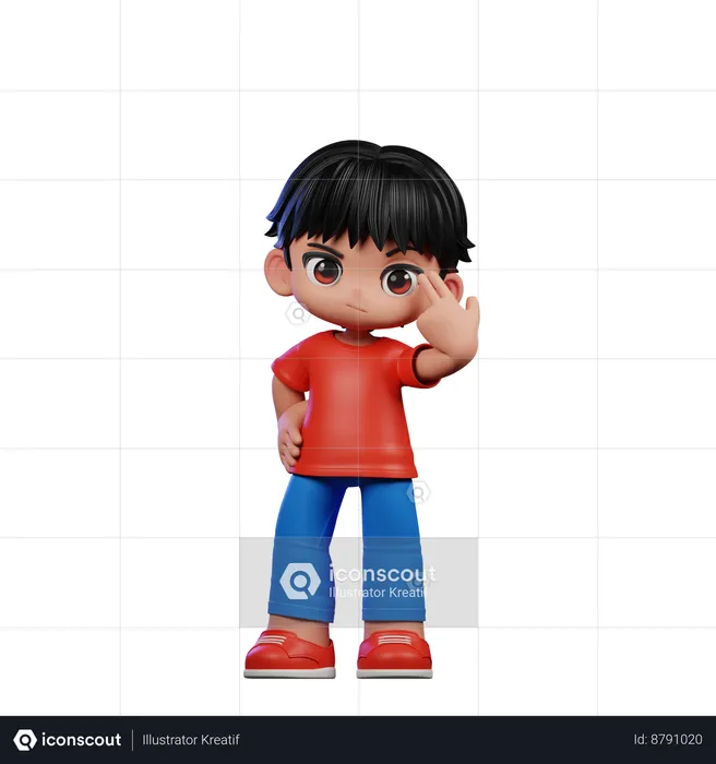 Cute Boy Pointing At Himself  3D Illustration