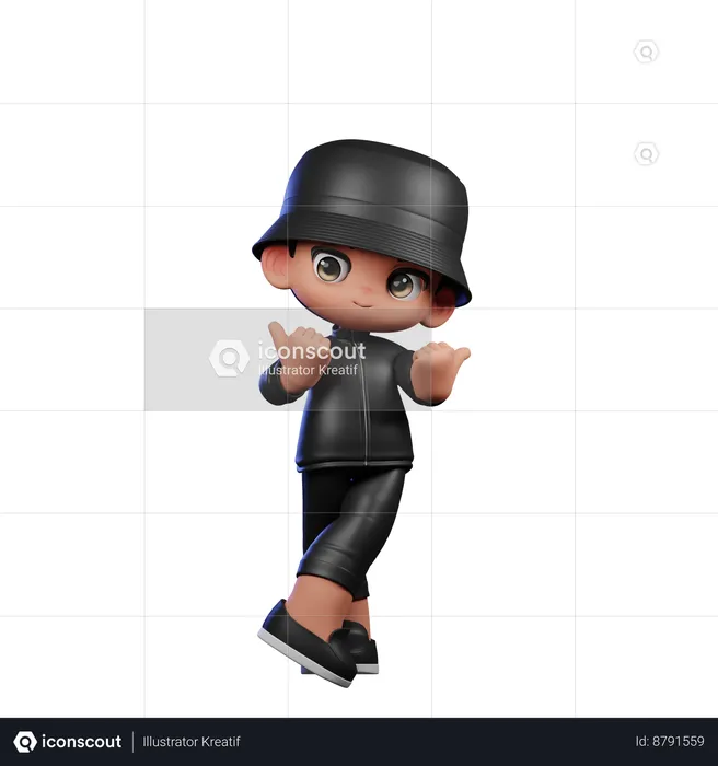 Cute Boy Pointing At Side Pose  3D Illustration