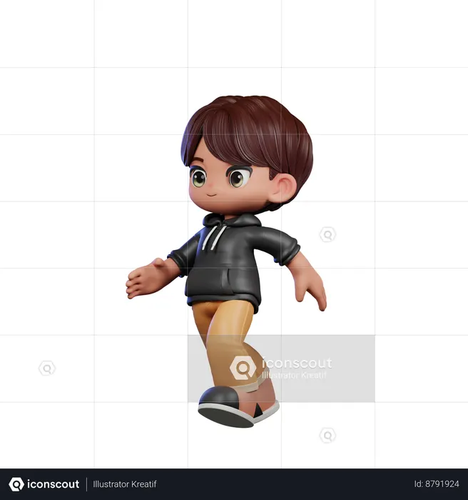 Cute Boy Running  3D Illustration