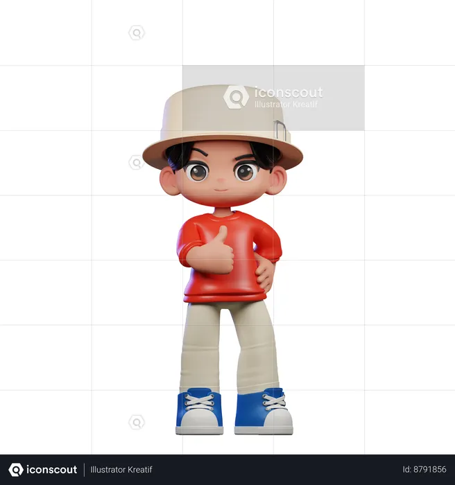 Cute Boy Showing Thumbs Up  3D Illustration