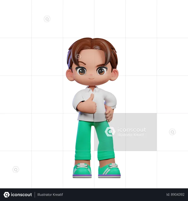 Cute Boy Showing Thumbs Up  3D Illustration