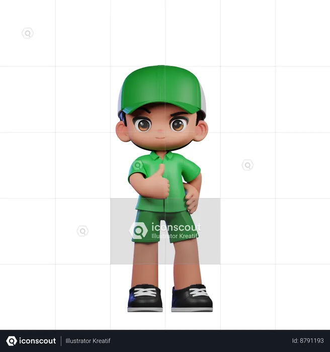 Cute Boy Showing Thumbs Up Pose  3D Illustration