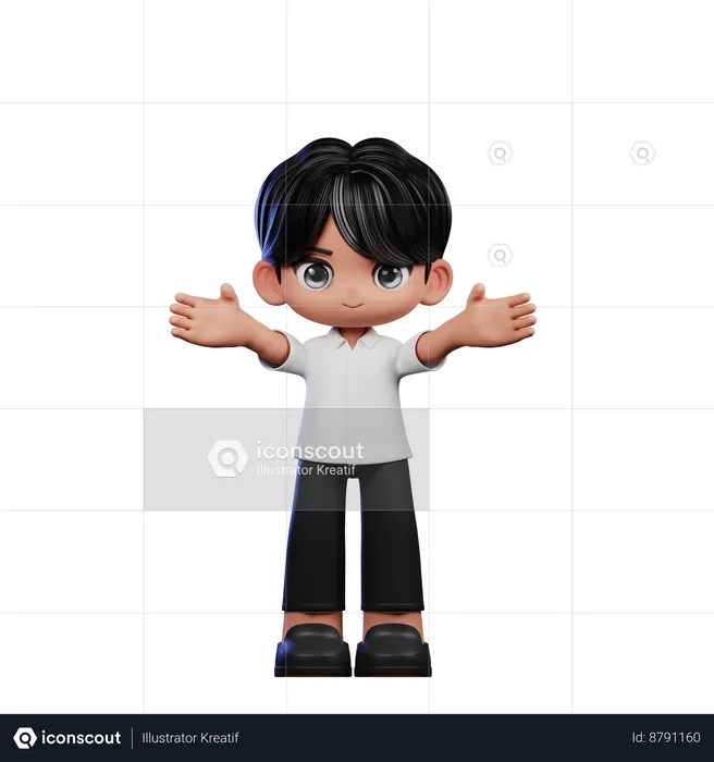 Cute Boy Showing Welcome Pose  3D Illustration