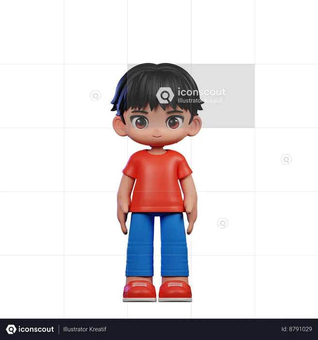 Cute Boy Standing In Cool Pose  3D Illustration