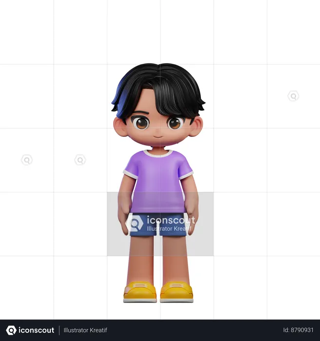 Cute Boy Standing In Cool Pose  3D Illustration