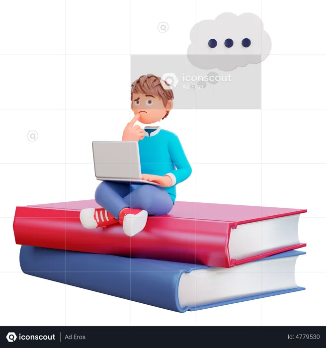 Cute boy thinking about something  3D Illustration