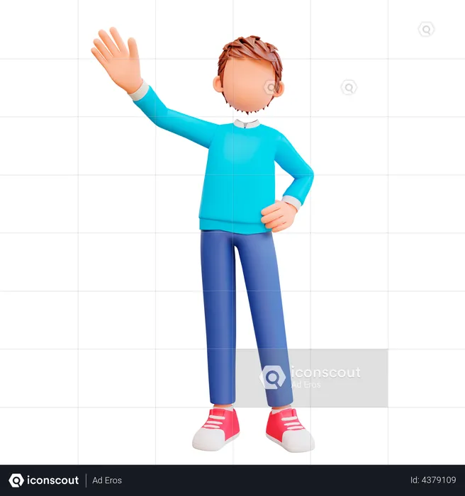 Cute boy waving hand  3D Illustration