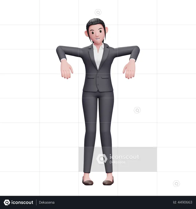 Cute Business Woman showing Marionette Pose  3D Illustration