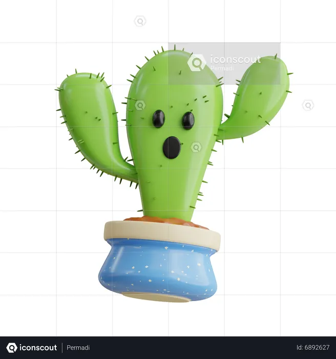 Cactus Pot PNG Image, Cute Green Cactus Cartoon With Pot, Cactus