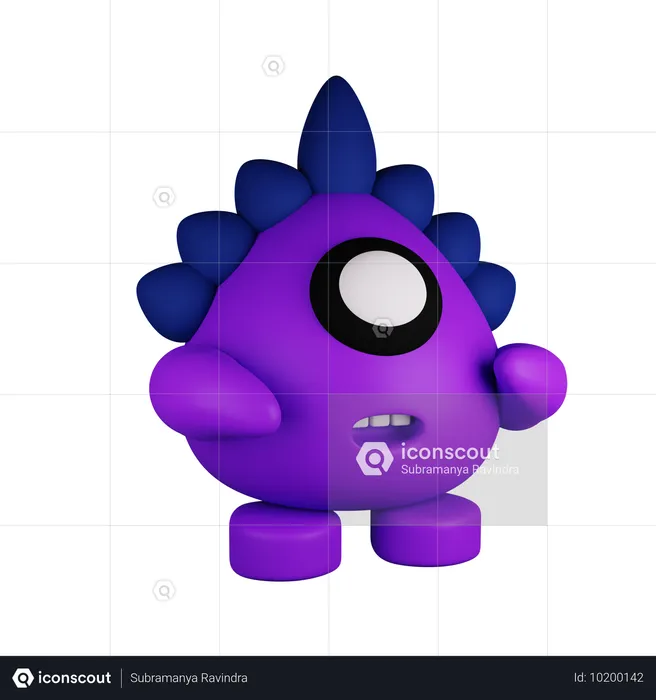 Cute cartoon monster  3D Icon