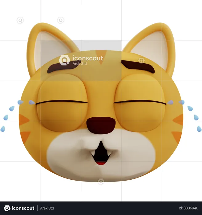 Cute Cat Crying Emoji 3D Icon
