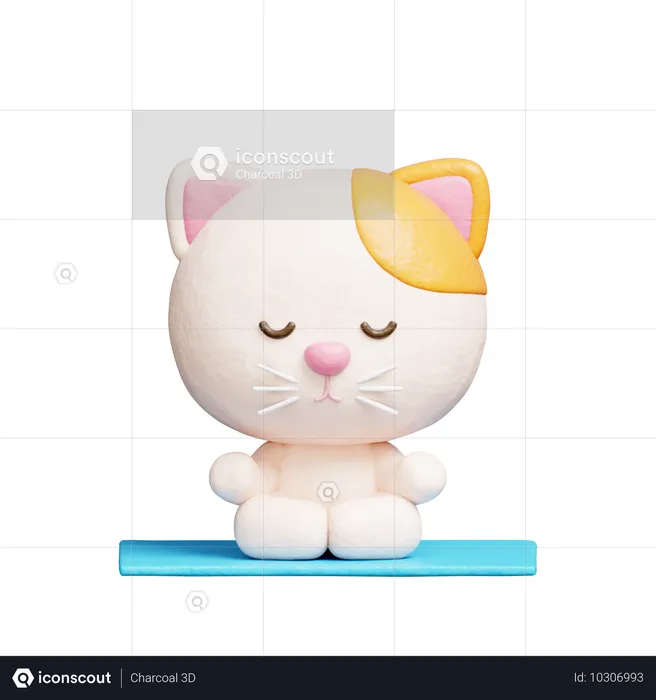 Cute cat doing meditation  3D Icon