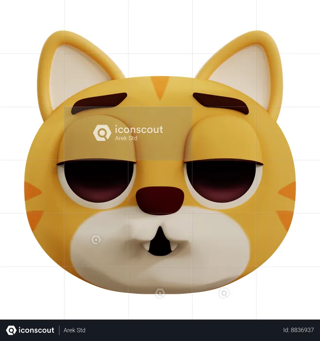 Cute Cat Feeling Bored Emoji 3D Icon