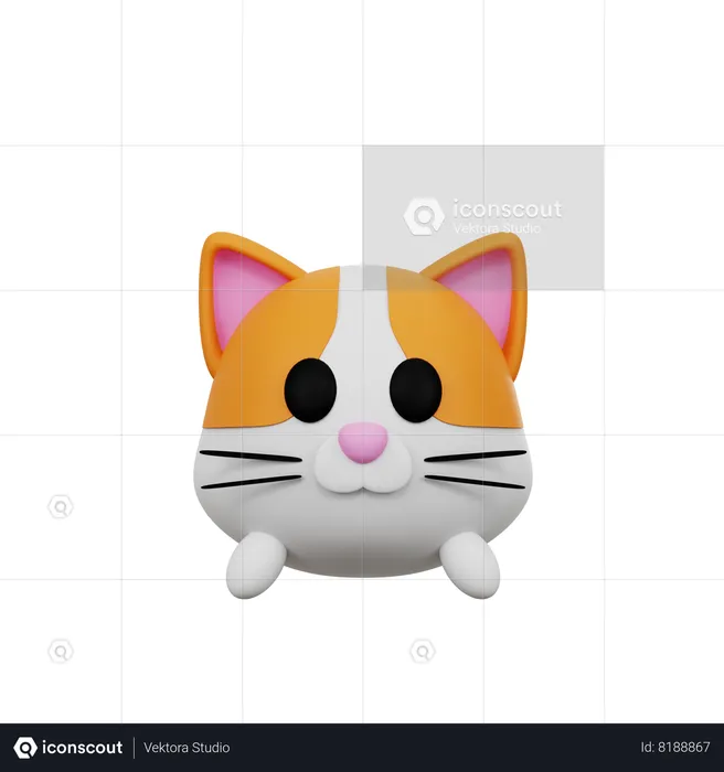 Cute Cat Head  3D Icon