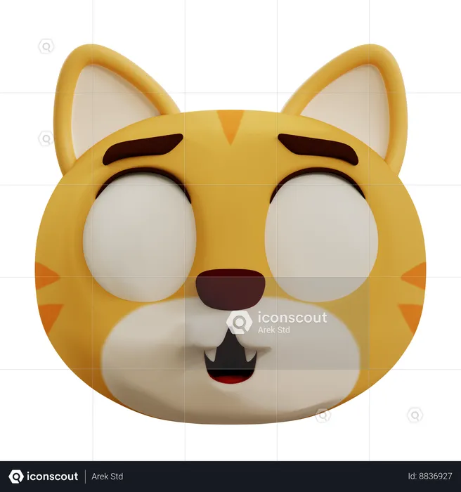 Cute Cat Scared Emoji 3D Icon