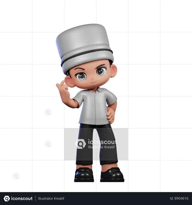 Cute Chef Giving Love Sign  3D Illustration