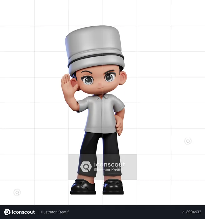 Cute Chef Greeting pose  3D Illustration