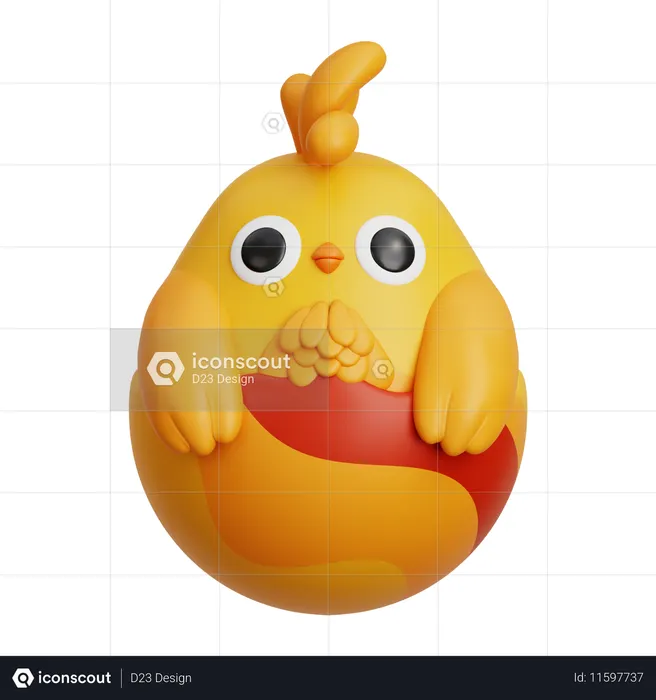 알 속의 귀여운 병아리  3D Icon