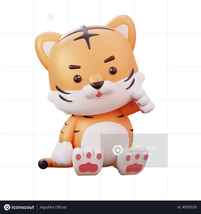 Cute Chinese Mascot Tiger  3D Illustration