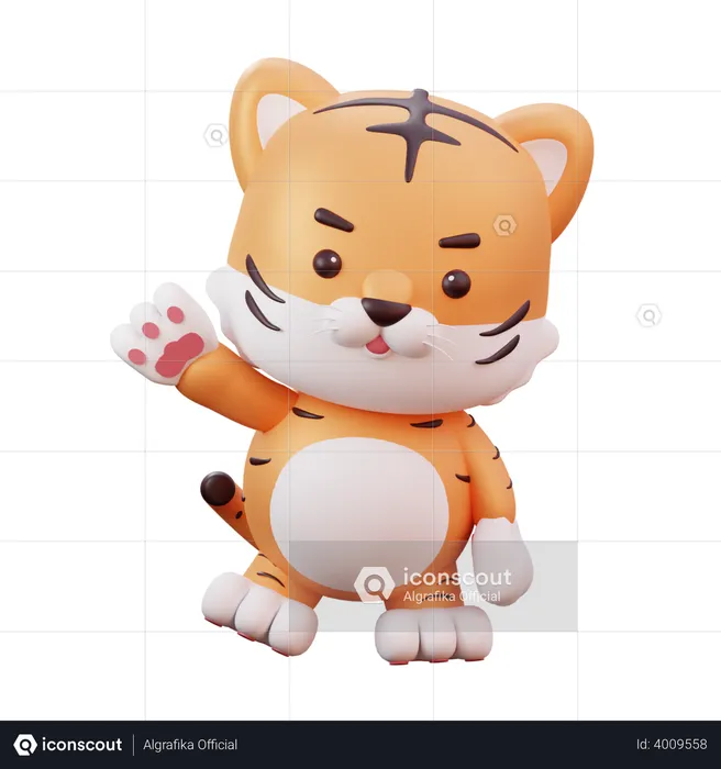 Cute Chinese Mascot Tiger Saying hello  3D Illustration
