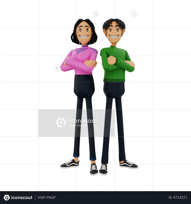 Cute Corporate Couple  3D Illustration