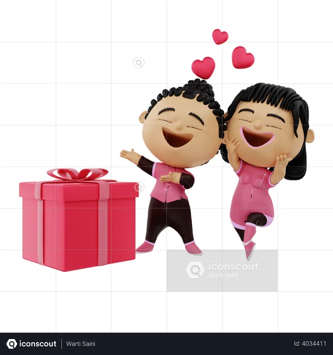Cute Couple  3D Illustration
