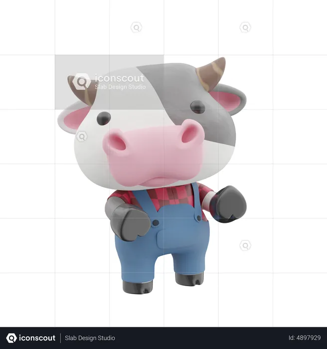 Cute Cow  3D Illustration