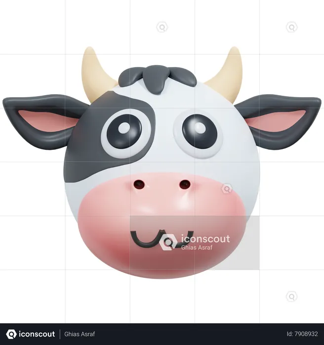 Cute Cow Emoji 3D Icon