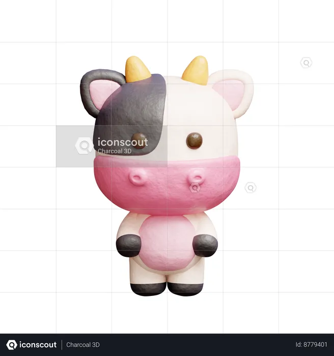 Cute Cow Character  3D Icon