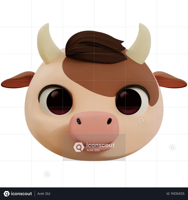 Cute Cow Emoji Emoji 3D Icon