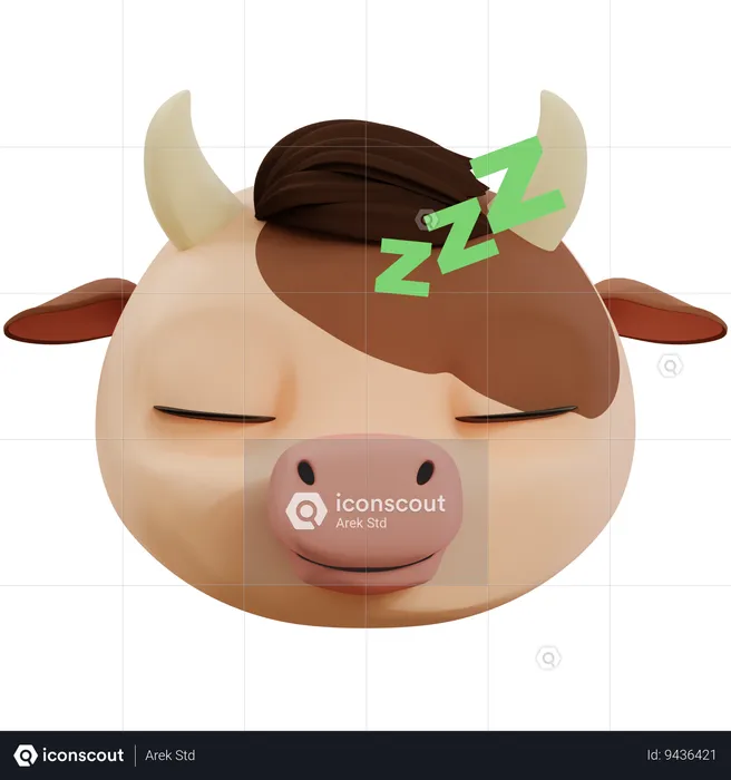 Cute Cow Sleeping Emoji Emoji 3D Icon