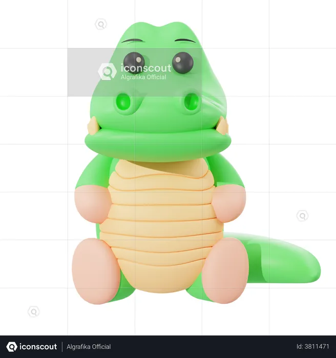 Cute Crocodile  3D Illustration
