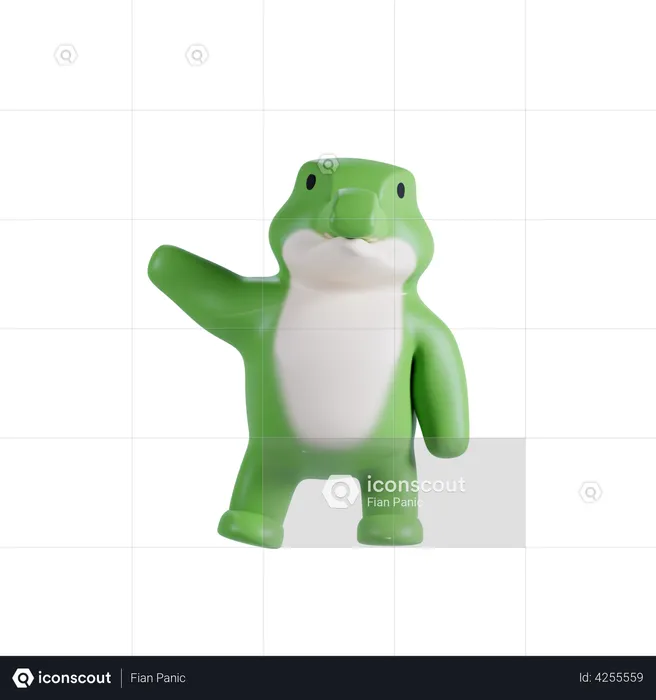 Cute Crocodile Say Hello  3D Illustration