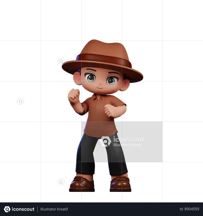 Cute Detective Doing Congrats  3D Illustration