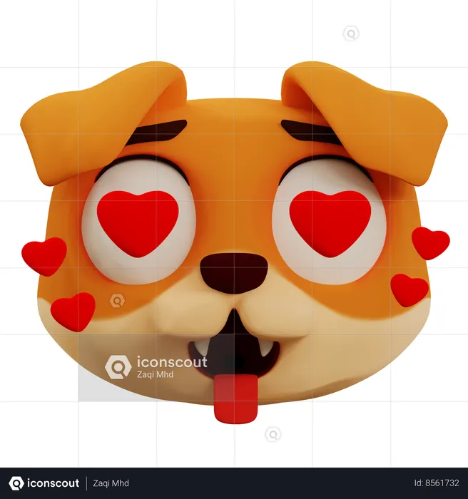 Cute Dog Love Emoji Emoji 3D Icon