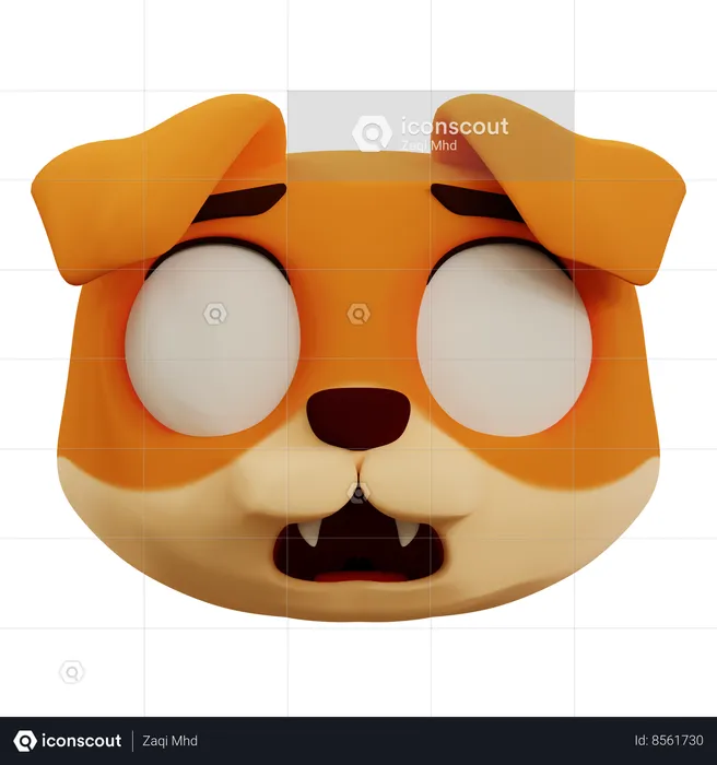 Cute Dog Scared Emoji Emoji 3D Icon