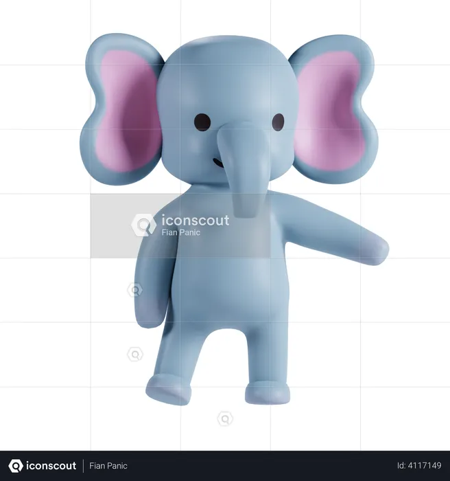 Cute Elephant Showing Something  3D Illustration