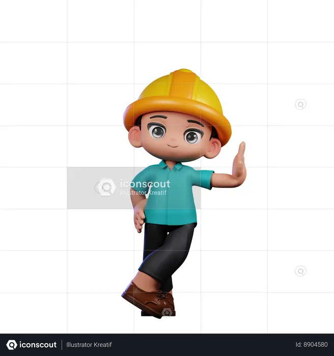 Cute Engineer Giving Acting Cool Pose  3D Illustration