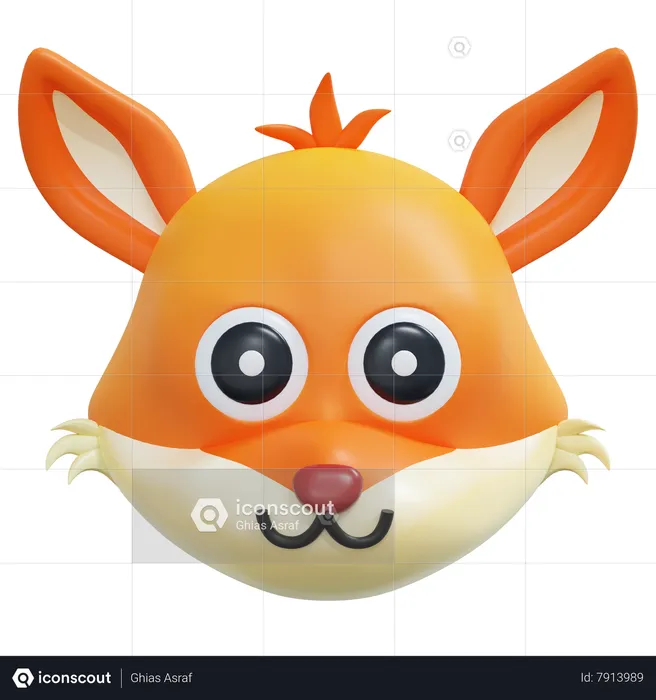Cute Face Fox Emoticon Emoji 3D Icon