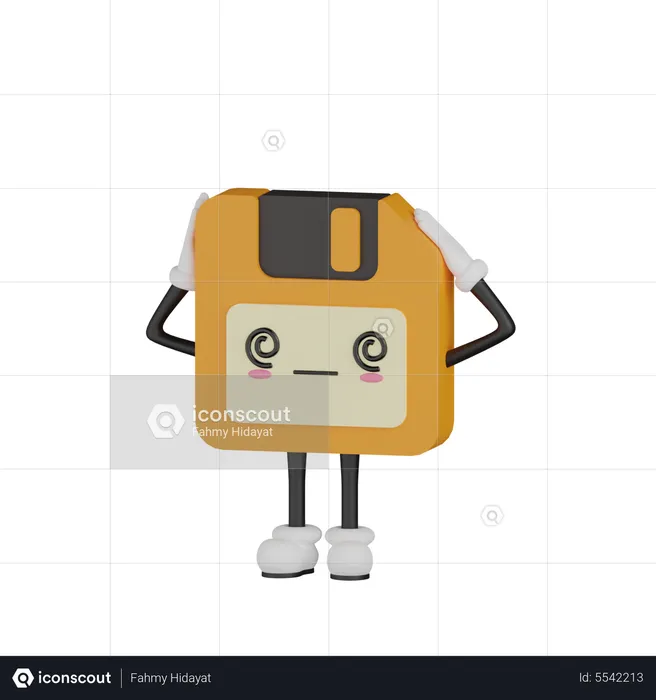 Cute Floppy Disk Character  3D Illustration