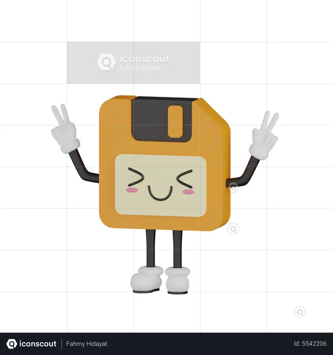 Cute Floppy Disk Character  3D Illustration