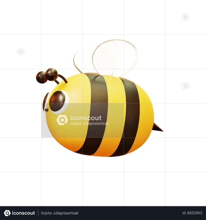 Cute Flying Bee  3D Icon