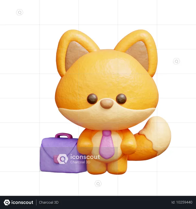 Cute Fox Business Wearing Tie  3D Illustration