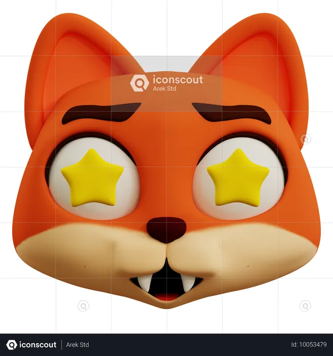 Cute Fox Star Emoji Emoji 3D Icon
