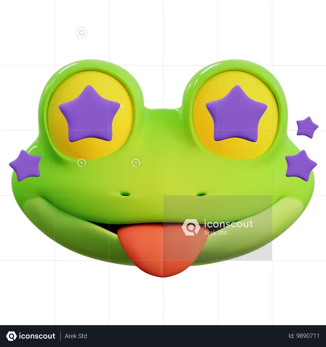 귀여운 개구리 별 이모티콘 Emoji 3D Icon