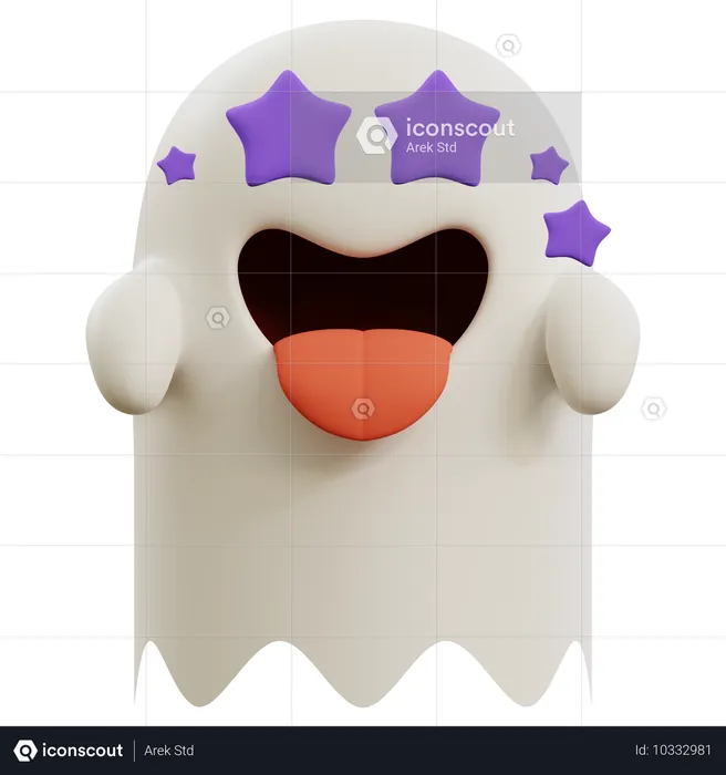 Cute Ghost Star Emoticon Emoji 3D Icon